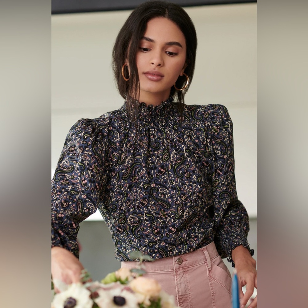Veronica Beard Black Paisley Blouse